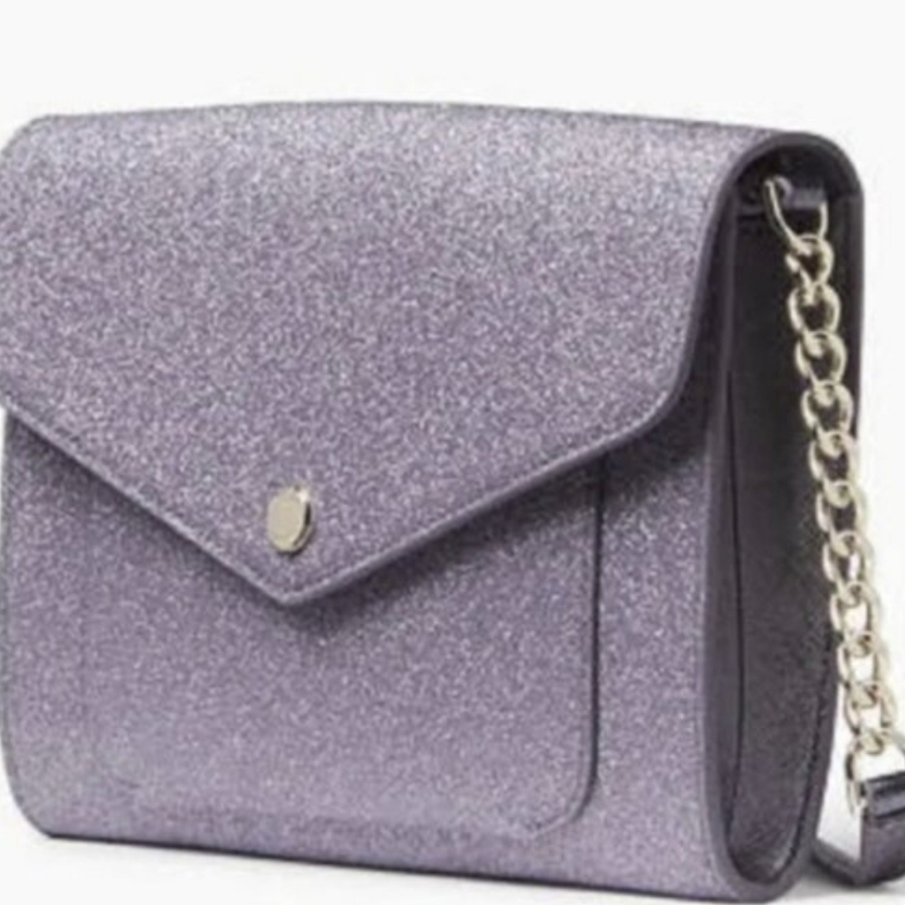 Kate Spade New York Tinsel Glitter Flap Crossbody Lilac Frost Purse